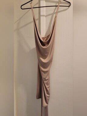 7DAY WKND Satin-Look Champagne Mini Dress S